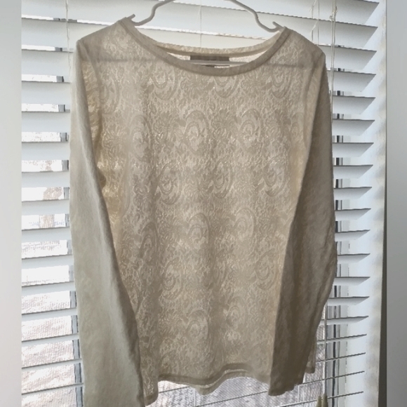 LOFT Tops - LOFT Sheer Lace Cream Top